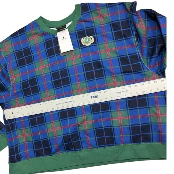 Nike Air Jordan Sweatshirt WMNS 2X Green Brooklynn Fleece‎ Plaid Holiday Festive - Picture 5 of 11